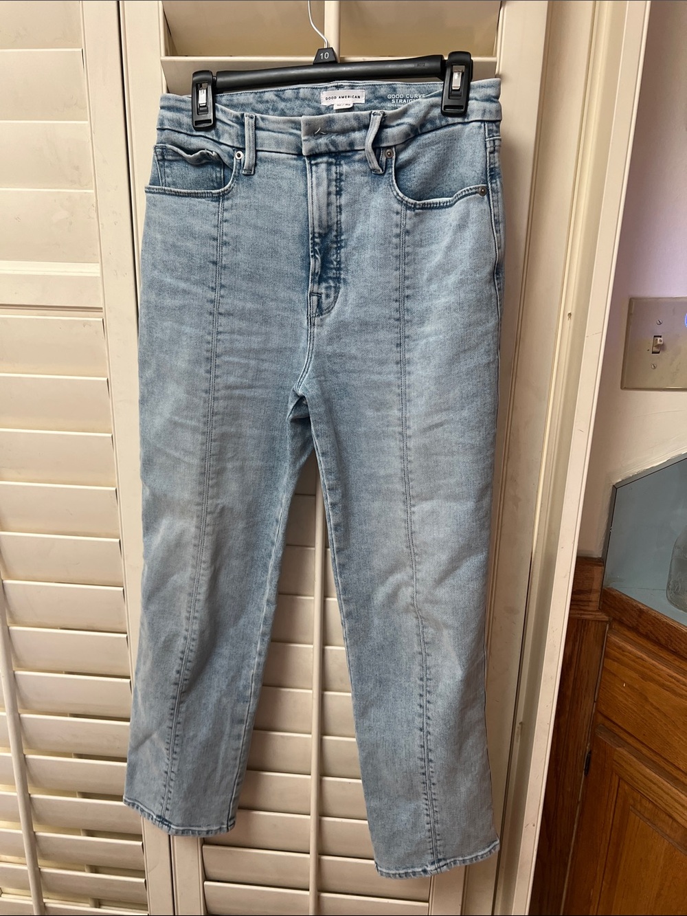 Good American Light Blue Straight-Leg High-Rise Jeans